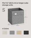 Set of 4 Foldable Storage Cubes – Oxford Fabric and Linen-Look – Dove Grey – Washable with Metal Label Holders