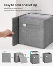 Set of 4 Foldable Storage Cubes – Oxford Fabric and Linen-Look – Dove Grey – Washable with Metal Label Holders