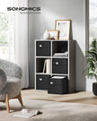 Set of 4 Foldable Storage Cubes – Oxford Fabric and Linen-Look Fabric – Ink Black – Washable with Metal Label Holders