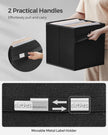 Set of 4 Foldable Storage Cubes – Oxford Fabric and Linen-Look Fabric – Ink Black – Washable with Metal Label Holders