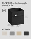 Set of 4 Foldable Storage Cubes – Oxford Fabric and Linen-Look Fabric – Ink Black – Washable with Metal Label Holders
