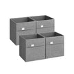 Set of 4 Foldable Storage Cubes – Oxford and Linen-Look Fabric – Dove Grey – Washable with Metal Label Holders