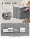 Set of 4 Foldable Storage Cubes – Oxford and Linen-Look Fabric – Dove Grey – Washable with Metal Label Holders