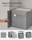 Set of 4 Foldable Storage Cubes – Oxford and Linen-Look Fabric – Dove Grey – Washable with Metal Label Holders