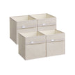 Set of 4 Foldable Storage Cubes – Oxford Fabric and Linen-Look – Cloud White – Washable with Metal Label Holders