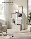 Set of 4 Foldable Storage Cubes – Oxford Fabric and Linen-Look – Cloud White – Washable with Metal Label Holders