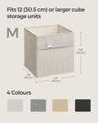 Set of 4 Foldable Storage Cubes – Oxford Fabric and Linen-Look – Cloud White – Washable with Metal Label Holders