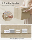 Set of 4 Foldable Storage Cubes – Oxford Fabric and Linen-Look – Sand Beige – Washable with Metal Label Holders