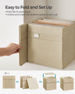 Set of 4 Foldable Storage Cubes – Oxford Fabric and Linen-Look – Sand Beige – Washable with Metal Label Holders
