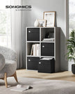 Set of 4 Foldable Storage Cubes – Oxford Fabric and Linen-Look Fabric – Ink Black – Washable with Metal Label Holders