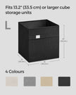 Set of 4 Foldable Storage Cubes – Oxford Fabric and Linen-Look Fabric – Ink Black – Washable with Metal Label Holders