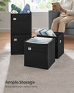 Set of 4 Foldable Storage Cubes – Oxford Fabric and Linen-Look Fabric – Ink Black – Washable with Metal Label Holders