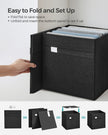 Set of 4 Foldable Storage Cubes – Oxford Fabric and Linen-Look Fabric – Ink Black – Washable with Metal Label Holders