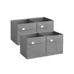 Set of 4 Foldable Storage Cubes – Oxford Fabric and Linen Look – Dove Grey – Double Handles and Metal Label Holders