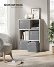Set of 4 Foldable Storage Cubes – Oxford Fabric and Linen Look – Dove Grey – Double Handles and Metal Label Holders