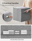 Set of 4 Foldable Storage Cubes – Oxford Fabric and Linen Look – Dove Grey – Double Handles and Metal Label Holders