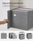 Set of 4 Foldable Storage Cubes – Oxford Fabric and Linen Look – Dove Grey – Double Handles and Metal Label Holders