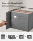 Set of 2 Foldable Storage Organisers – Oxford Fabric and Linen-Look – Dove Grey – Washable with Metal Label Holders