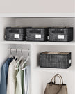 Collapsible Storage Boxes Set of 3 – Fabric – Ink Black – Wardrobe Organizers with Handles and Label Holders