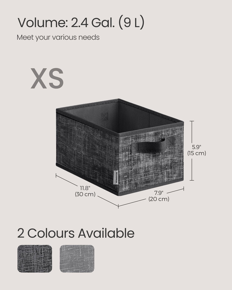 Collapsible Storage Boxes Set of 3 – Fabric – Ink Black – Wardrobe Organizers with Handles and Label Holders
