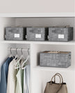 Collapsible Storage Boxes Set of 3 – Fabric – Cattail Grey – 30 x 20 x 15 cm – with Handles and Label Holders