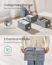 Collapsible Storage Boxes Set of 3 – Fabric – Cattail Grey – 30 x 20 x 15 cm – with Handles and Label Holders