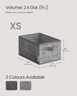 Collapsible Storage Boxes Set of 3 – Fabric – Cattail Grey – 30 x 20 x 15 cm – with Handles and Label Holders
