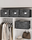 Collapsible Storage Boxes – Fabric – Ink Black – Set of 3 with Handles and Label Holders