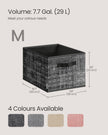 Collapsible Storage Boxes – Fabric – Ink Black – Set of 3 with Handles and Label Holders