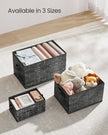 Collapsible Storage Boxes – Fabric – Ink Black – Set of 3 with Handles and Label Holders