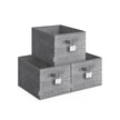 Collapsible Storage Boxes – Fabric – Cattail Grey – Set of 3 with Handles and Label Holders