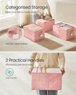 Collapsible Storage Boxes Set of 3 – Fabric – Jelly Pink – Wardrobe Organisers with Handles and Label Holders