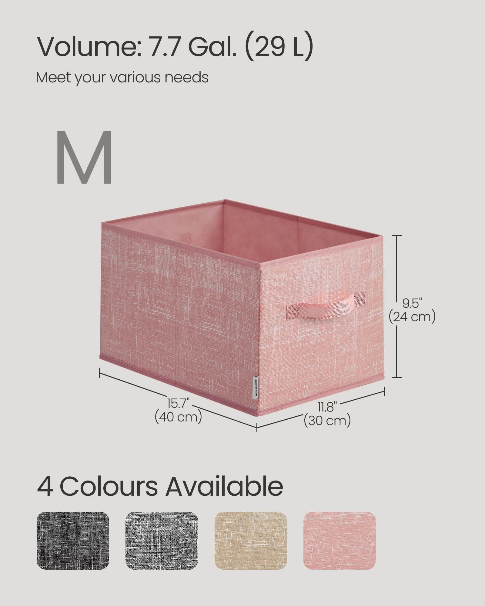 Collapsible Storage Boxes Set of 3 – Fabric – Jelly Pink – Wardrobe Organisers with Handles and Label Holders
