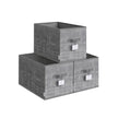 Collapsible Storage Boxes Set of 3 – Fabric – Cattail Grey – Versatile Wardrobe Organisers with Handles and Label Holders