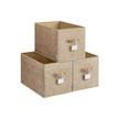 Collapsible Storage Boxes – Fabric – Sand Beige – Set of 3 with Handles and Label Holders