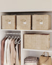 Collapsible Storage Boxes – Fabric – Sand Beige – Set of 3 with Handles and Label Holders