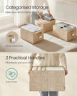 Collapsible Storage Boxes – Fabric – Sand Beige – Set of 3 with Handles and Label Holders