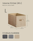 Collapsible Storage Boxes – Fabric – Sand Beige – Set of 3 with Handles and Label Holders