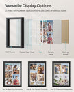 A4 Collage Picture Frame – Wood – Black – Includes 6 Mats and Shadow Box with Push Pins