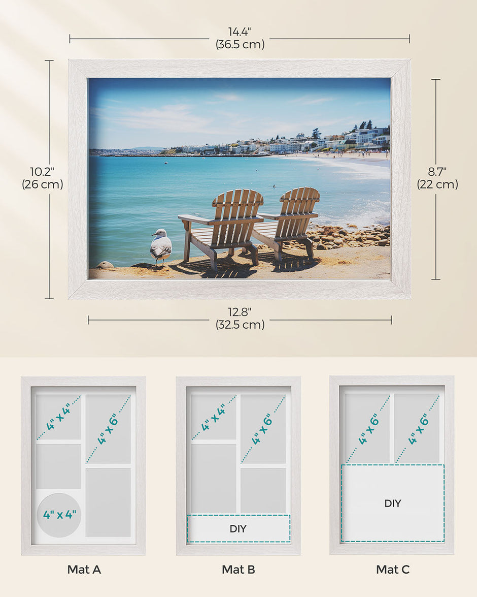 Set of 2 A4 Picture Frames – Wood – Black – Includes 6 Mats and 4 Push Pins