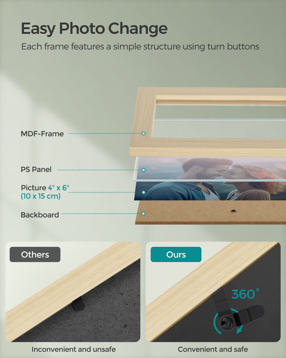 Photo Frame Collage – MDF – Natural Beige – Wall Mounted for 10 Photos (4x6)