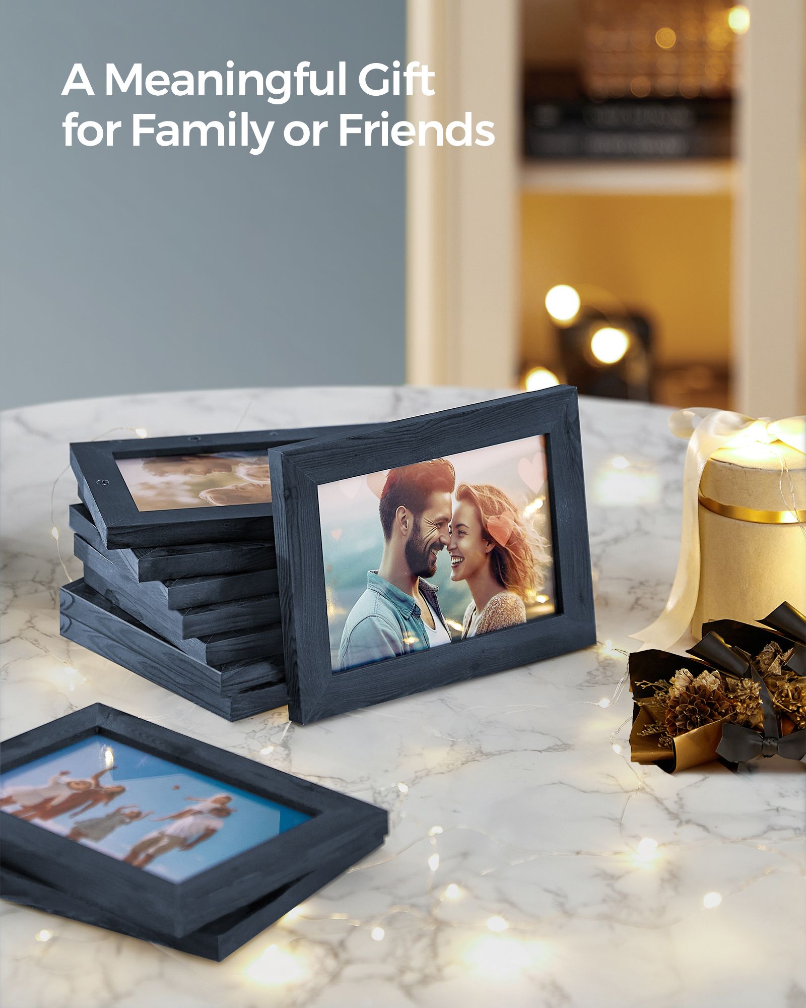 Photo Frame Collage – MDF – Navy Blue – 10-Window Gallery for 4x6 Photos
