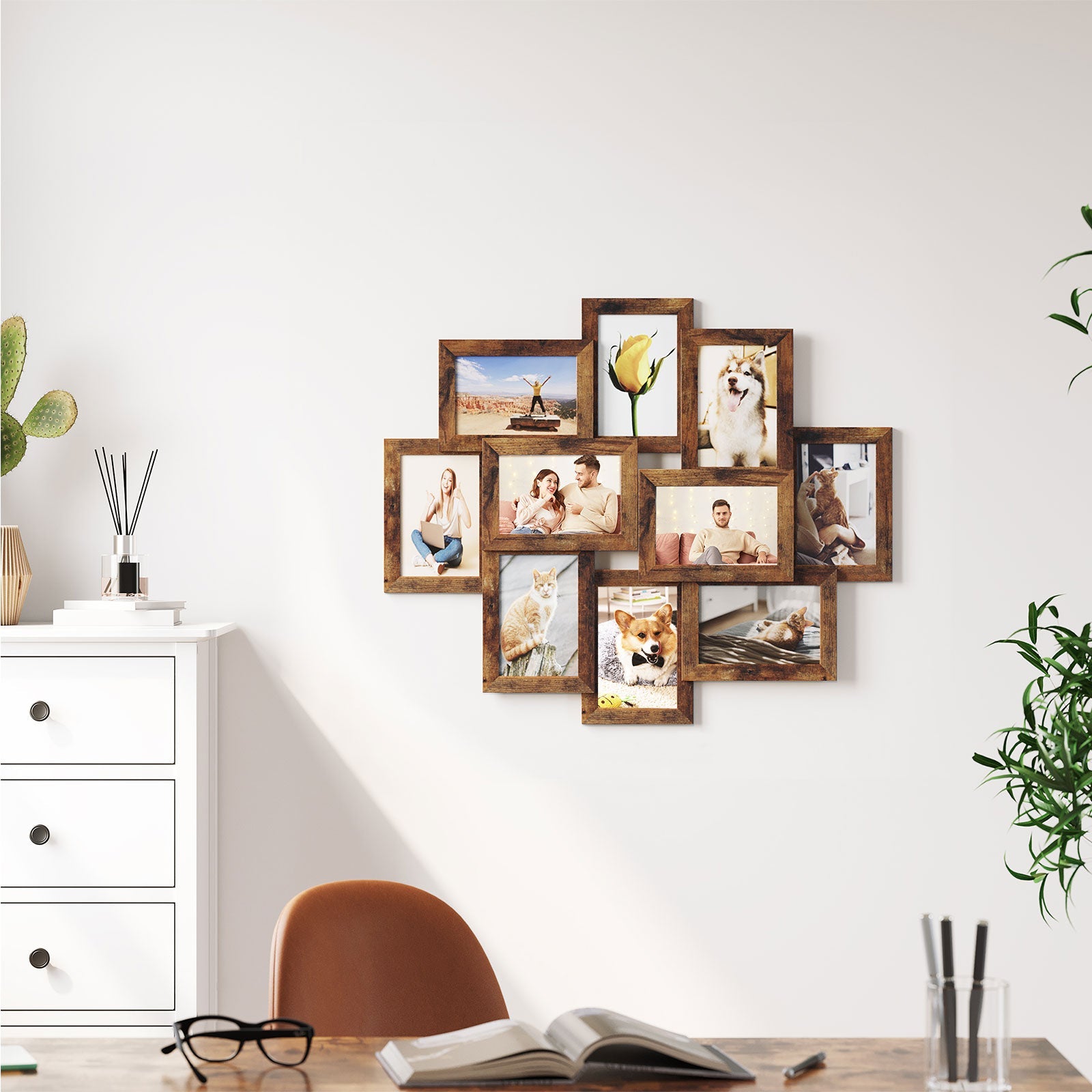 Collage Picture Frames – MDF – White – Wall Mounted for 10 Photos (4x6)