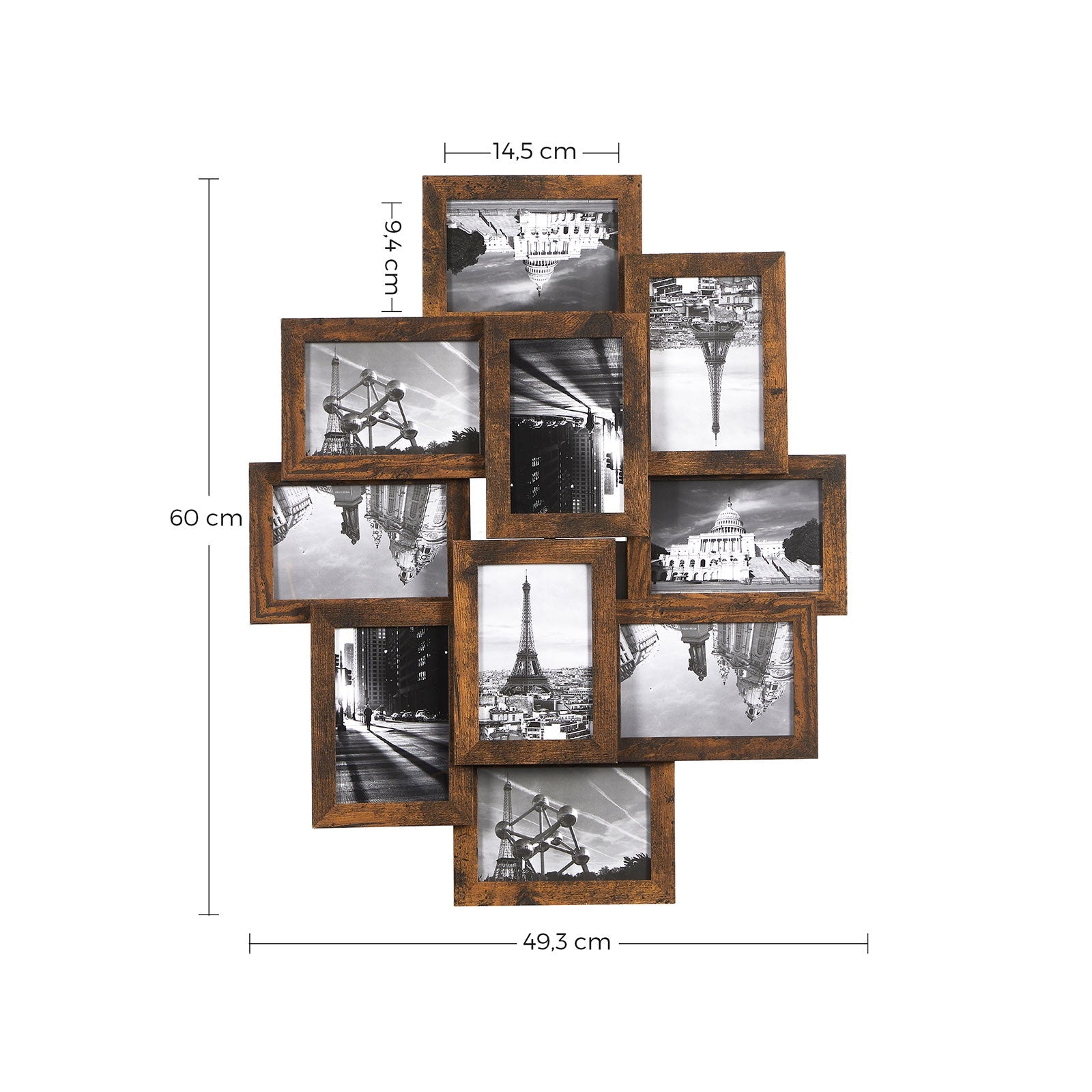 Collage Picture Frames – MDF – White – Wall Mounted for 10 Photos (4x6)