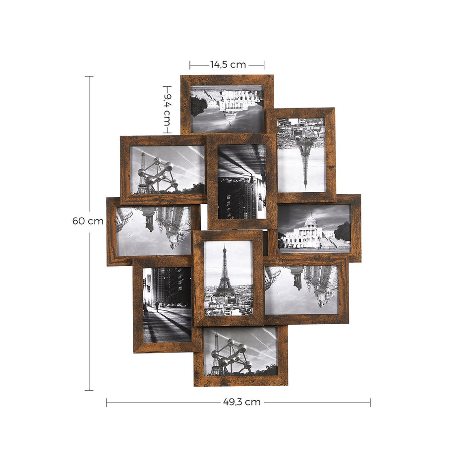 Collage Picture Frames – MDF – White – Wall Mounted for 10 Photos (4x6)