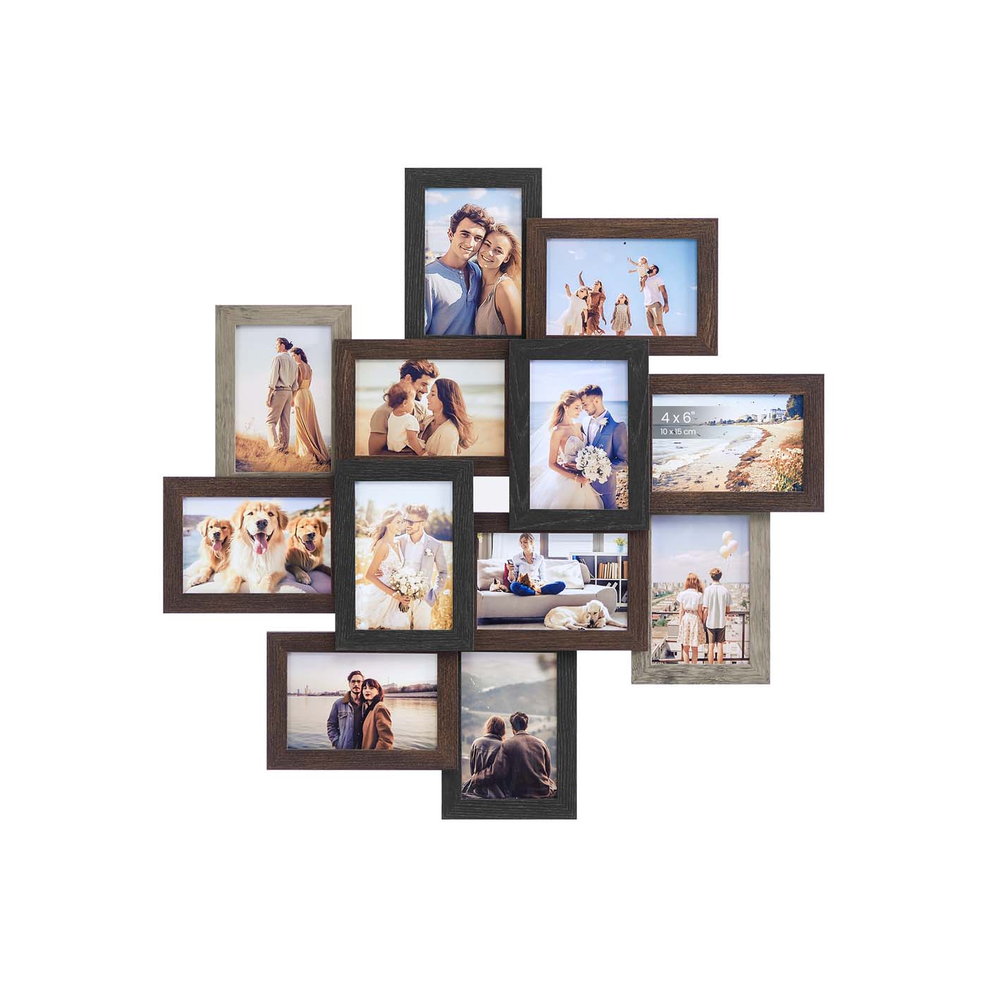 Picture Frame Collage – Clear Glass – Black – Holds 12 Photos