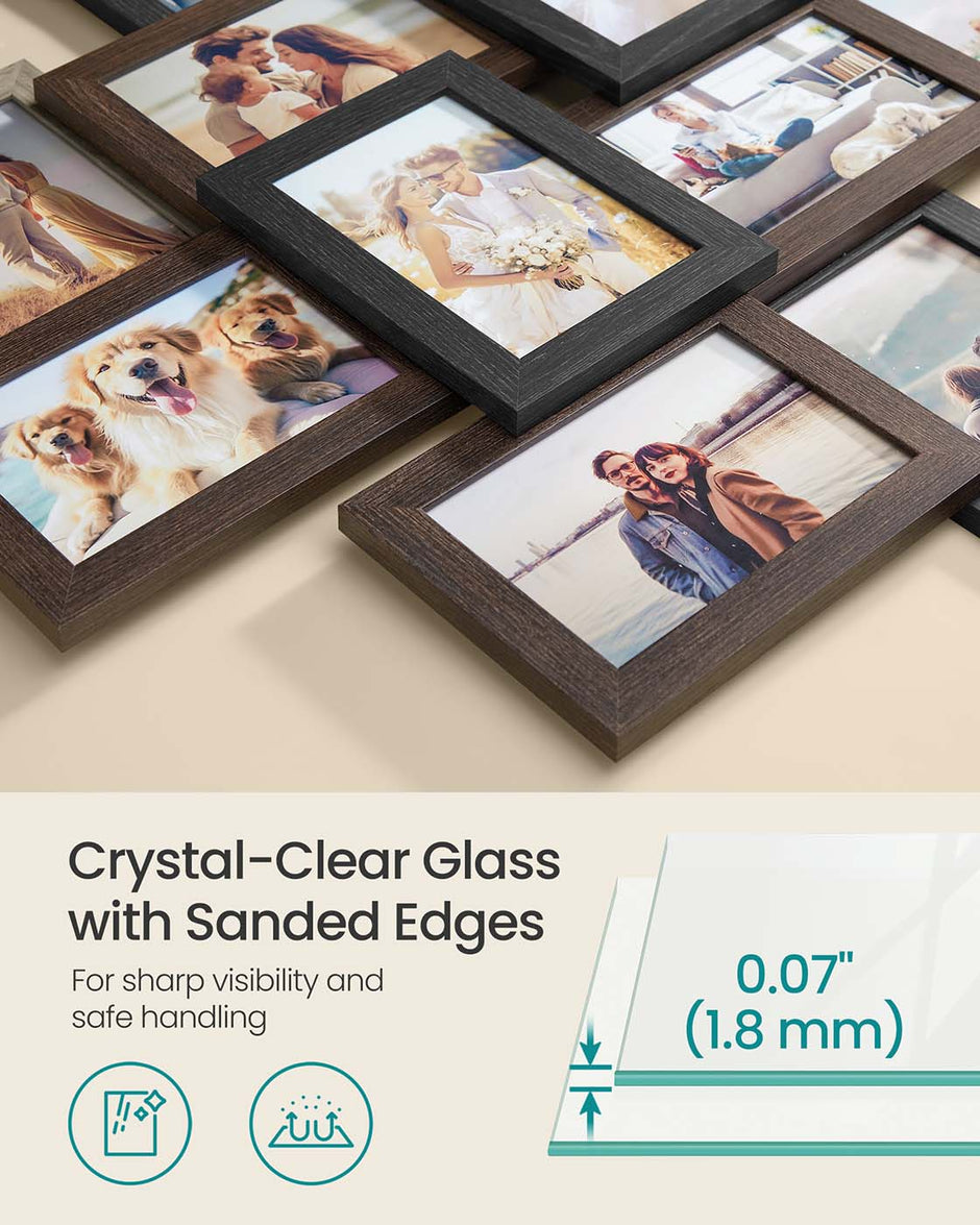 Picture Frame Collage – Clear Glass – Black – Holds 12 Photos