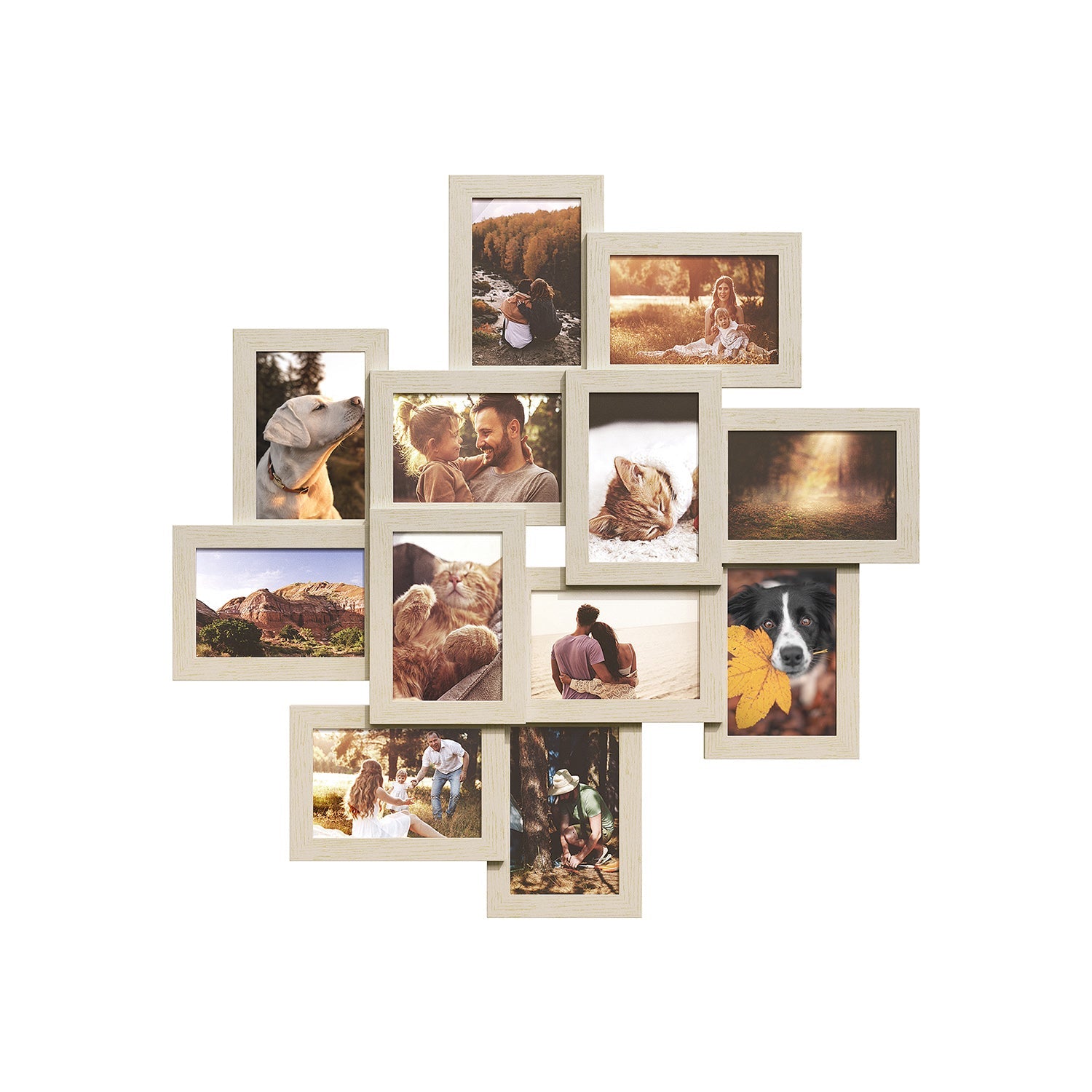 Picture Frame Collage – Clear Glass – Black – Holds 12 Photos