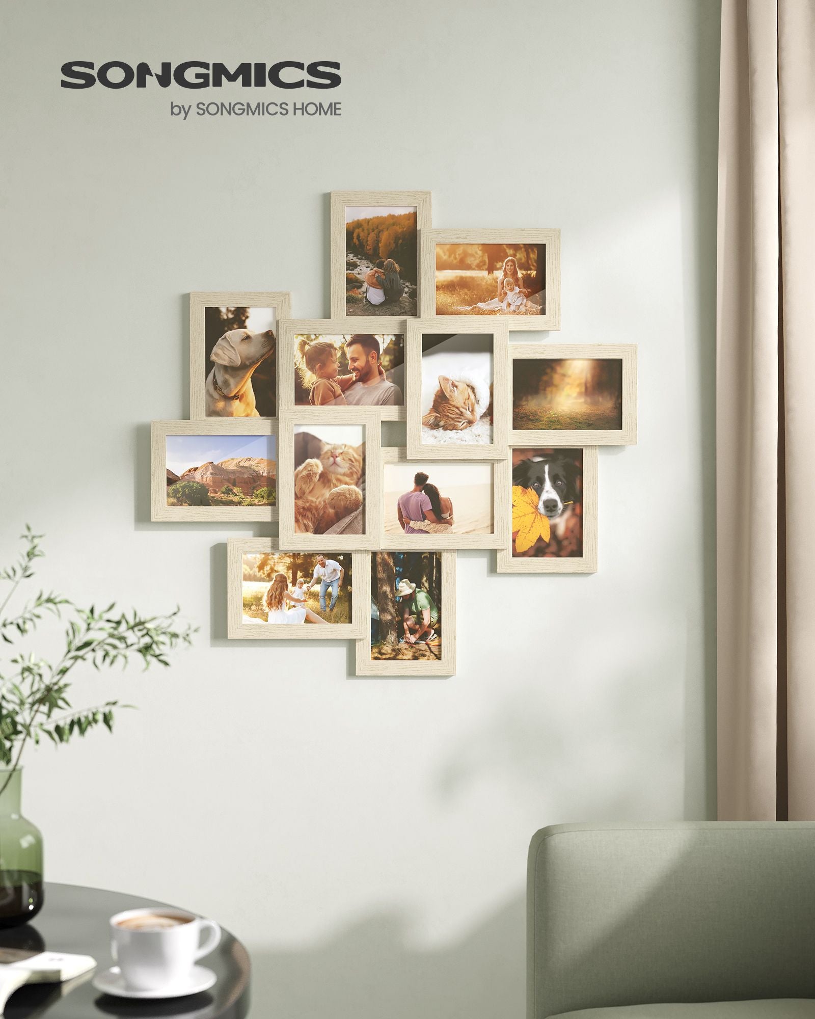 Picture Frame Collage – Clear Glass – Black – Holds 12 Photos