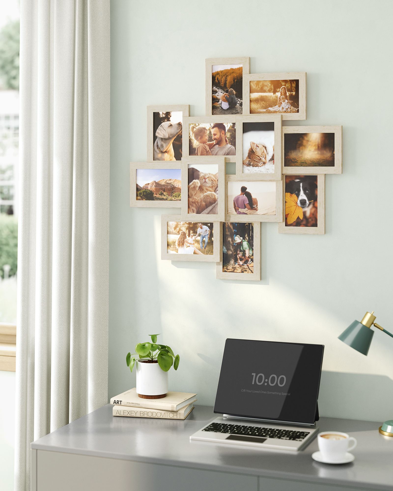 Picture Frame Collage – Clear Glass – Black – Holds 12 Photos
